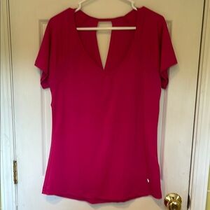 Women's Pink V-Neck Top Workout Top